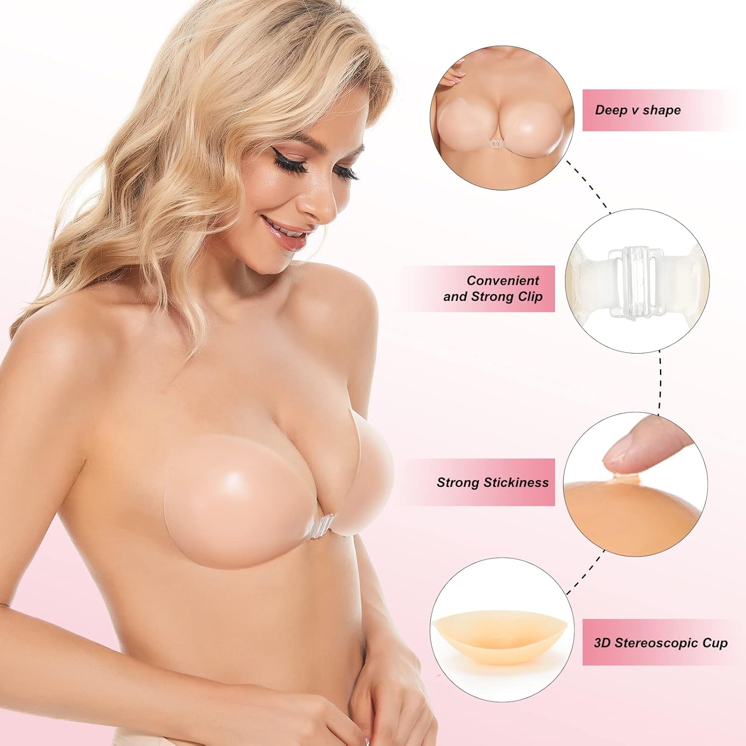 Silicone Bra Adhesive - Samoprzylepny biustonosz push-up, niewidoczny silikonowy biustonosz