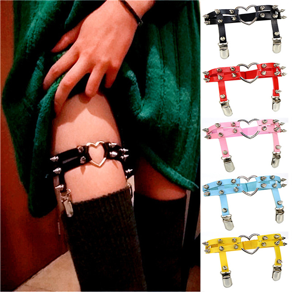 Garter Belt Set - 1Pcs Kobiety Punk Goth Heart PU